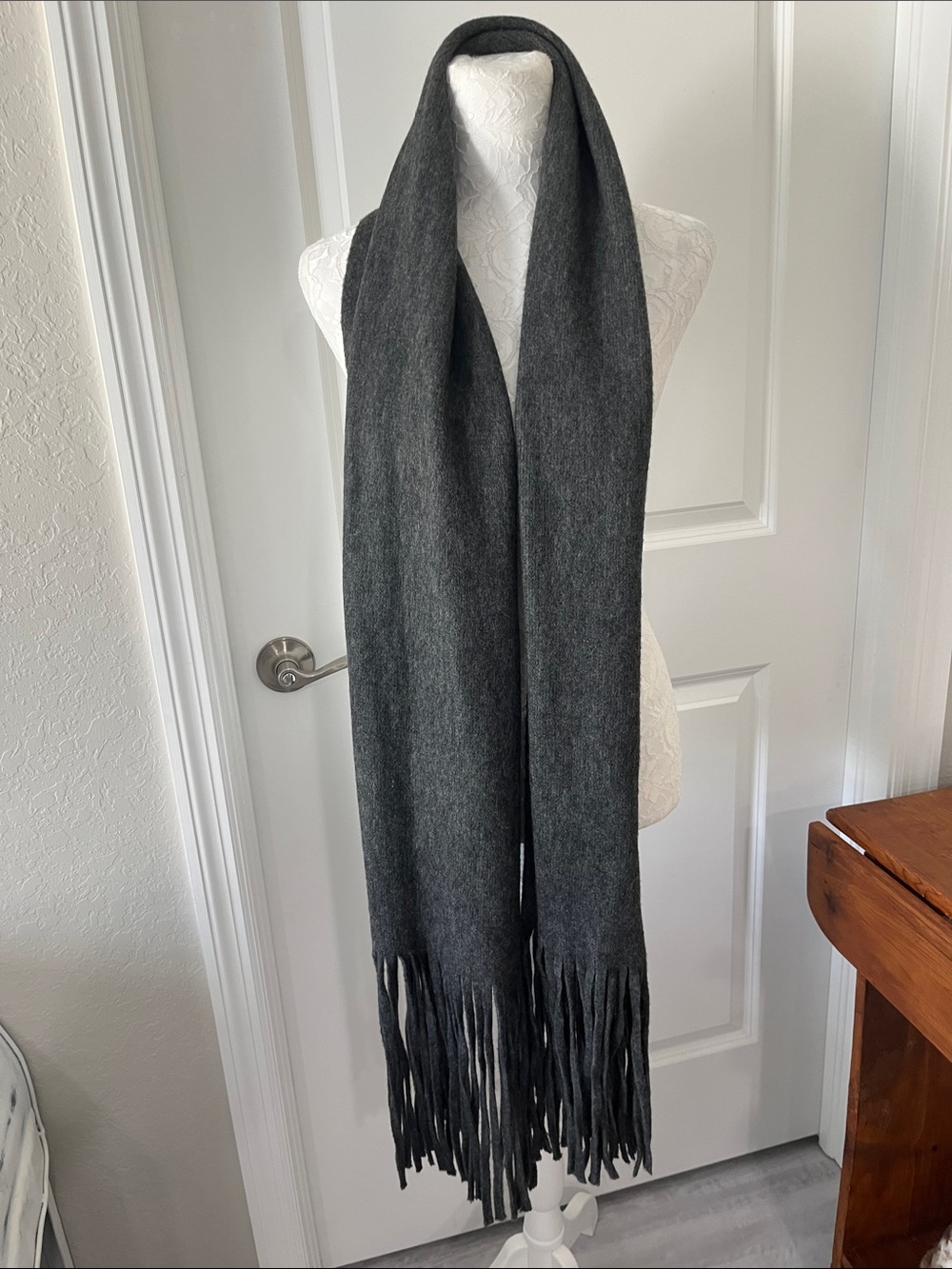 Lucky Brand Dark Charcoal Fringe Scarf